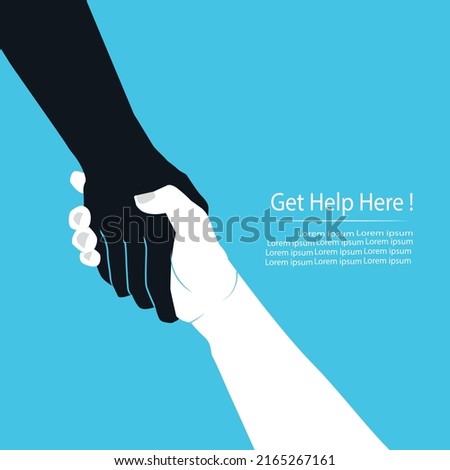  Lend a helping hand in solidarity, compassion, and charity.Helping or helping hand gestures concept. vector, illustration