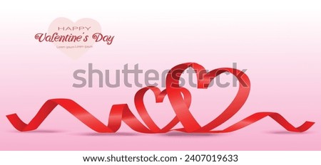 Heart ribbon isolated on white background, Valentine's Day concept. vector, illustration