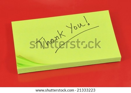 thank you note on green pad