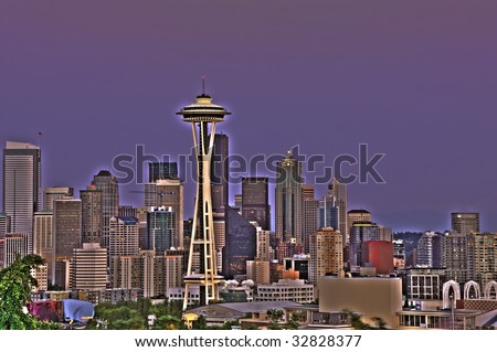 seattle downtown city skylines shot with high dynamic range