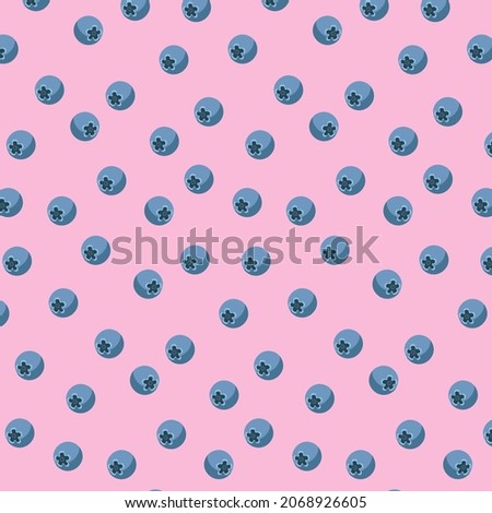 Seamless pattern with blueberries. Summer organic fruit background. Trendy pattern for decoration design, poster, textile. Simple vector illustration with vegetarian healthy food. Summer background.