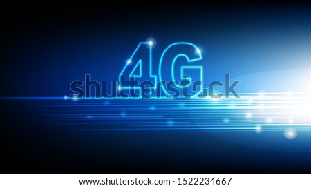 High speed internet 4G technology with blue abstract futuristic background, Vector illustration