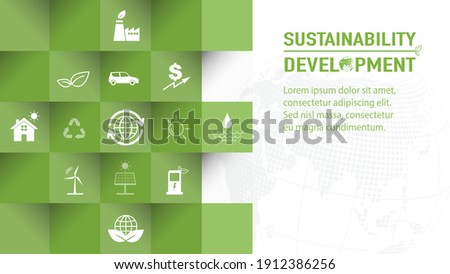 Template design for Sustainability development and Global Green Industries Business concept, Vector illustration