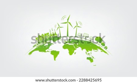 Green city, Earth day, World environment day and sustainable development concept, vector illustration