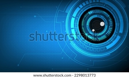 AI artificial Intelligence digital eye, Cyber security technology, Futuristic tech of virtual cyberspace and internet secure surveillance, safety technology scanner, Vector illustration background