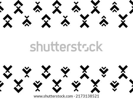 Vector. Black and white abstract ethnic background. Pattern of angle brackets. Frame with copy space for text. Background design for advertising and typographic products.