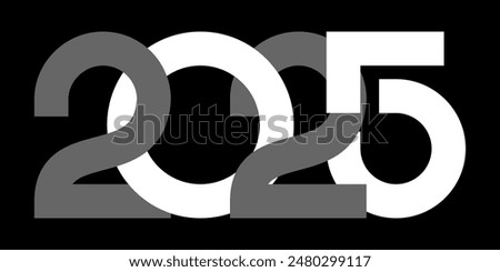 Vector. Happy new year 2025 logo text design. Design templates with 2025 typographic logo. 2025 happy new year symbols collection. Minimalistic backgrounds for branding, banner, cover, postcard.