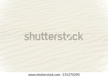 Close-up view of soft beach sand in light beige and brown colors with gentle waves. Abstract backgrounds and wallpapers. Detailed sand texture. Shore and beach.