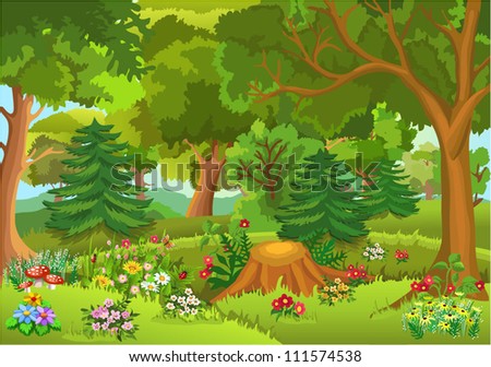 Fairytale Forest Stock Vector Illustration 111574538 : Shutterstock