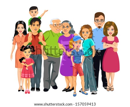 Big Happy Family Stock Vector Illustration 157059413 : Shutterstock