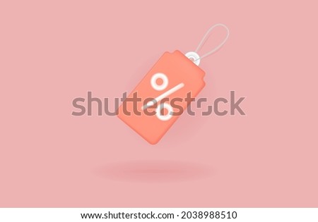 Tag price 3d. Loyalty program, discount pink coupon,sales with an excellent offer. Special promotion, advertising of goods with a free interest. The price tag on the market. Vector illustration