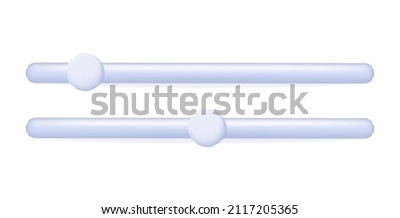 3d slider bar, vector illustration. Scrollbar volume, brightness. Panel switch control. Concept toggle scroll. User interface, play two button. Horizontal drag shape, level, scale. Loading bar 
