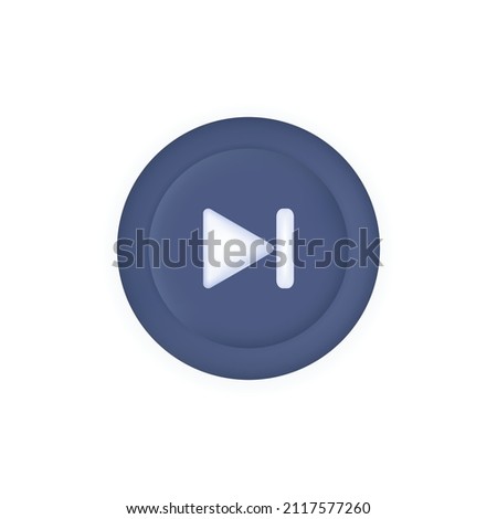 3d button skip ads. Apply to stop, continue prohibited. Icon refusal to join. Do not show ads, skip. Isolated button on white. Click, go to another tab. Digital element, transition. Vector
