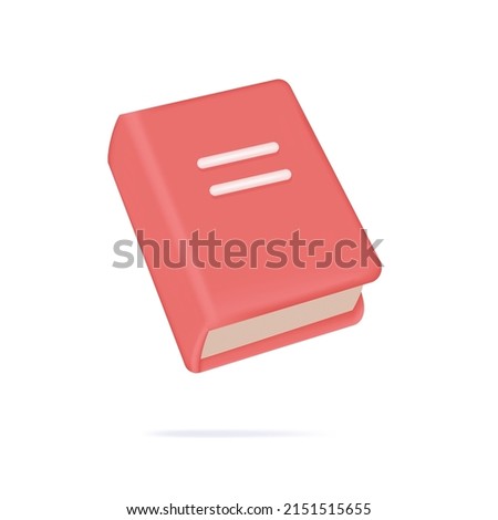 3d red book. Closed instruction, guidebook or textbook for learning, vector illustration. The concept of education, the study of rare material. Reference book in red color with paper pages. One copy.
