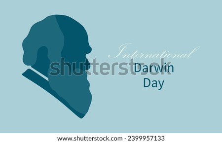 Darwin Day. Silhouette of Darwin on a light background. International Day of Knowledge. Vector illustration