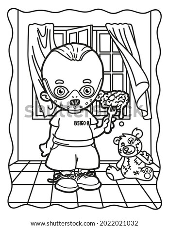 Coloring book for children. 
Cute cannibal. Coloring book for adults. Halloween. Coloring book for Halloween. Cute horror movies.