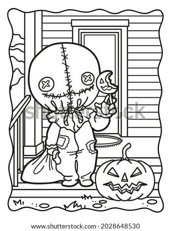 
Candies or life. Trick-or-treat. Coloring book for children. Coloring book for adults. Halloween coloring page. Horror. Kawaii. Black and white illustration.