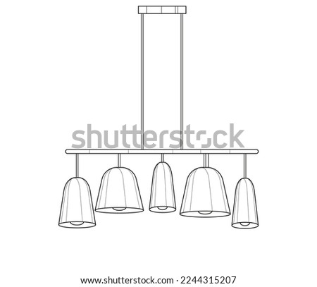 Lamp with multiple lights. Black and white vector image. Coloring.