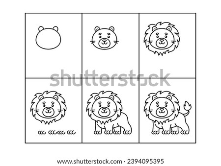 Page Shows How To Learn To Draw Step by Step Cute Little Toy Lion