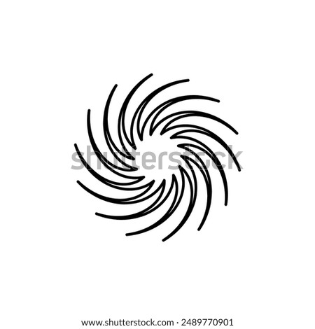 Sharp disc, saw disc. Sharp teeth. Sign, symbol, black and white vector illustration.