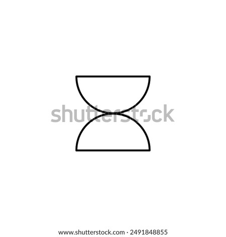 Abstraction, hourglass, half circles, ovals. Sign, symbol, black and white vector illustration.