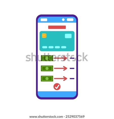 Bank online. Digital bank. Withdrawal of funds, scammers. Simple color vector illustration.