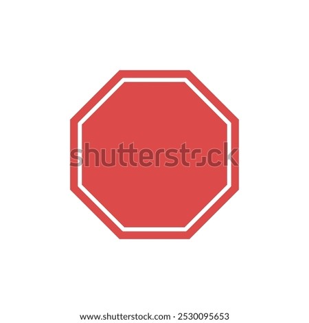 Red hexagon. Warning sign. Simple flat vector illustration.