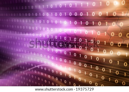 Binary code on pink and gold background