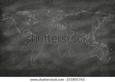 school sketches world map on blackboard