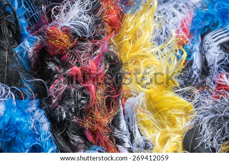 Textile waste. It is fabric wastage at a clothing factory.