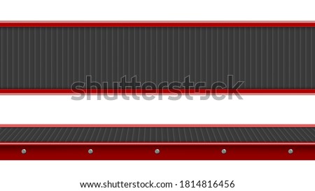 Conveyor belt top and side view, industrial empty processing production line, automated manufacturing engineering equipment for factory isolated on white background, Realistic 3d vector illustration Stockfoto © 