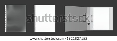 White binder envelope DL and square template. Vector realistic mockup of blank closed and open envelopes, letter cover with paper sheet. Mock up of paper folder for business documents and messages