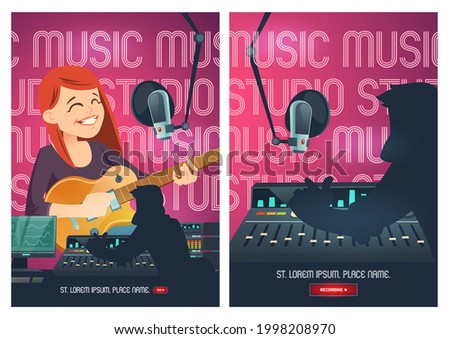 Similar – Image, Stock Photo Vocal sample| woman with analog headphones, singing happily to herself