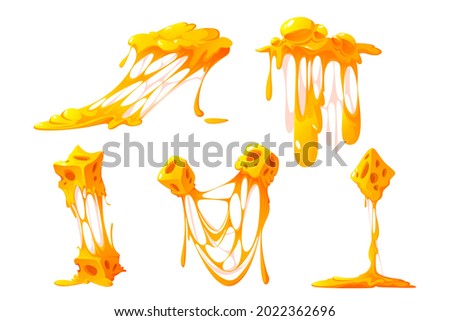 Melted cheese pieces isolated on white background
