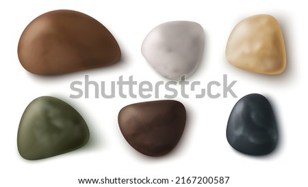 Image, Stock Photo Various pebbles on black sandy shore in sunlight