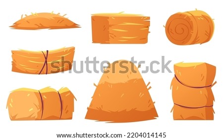 Similar – Image, Stock Photo Packed bales of straw on a meadow