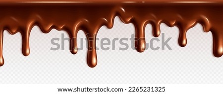 Realistic dripping chocolate texture. Vector isolated border of liquid melted chocolate cream for cake. 3d drip flow of dark cacao for dessert decoration. Brown horizontal glaze wave with tickle.
