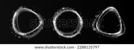Realistic set of winter avatar frames with snowflakes isolated on transparent background. Vector illustration of cold wind circles, fresh air flow vortex, frosty icy whirlwind blow. Design elements
