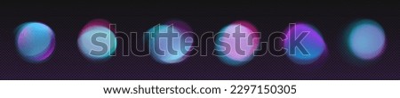 Abstract radial gradient blur in purple and blue vector. Aura glow round vibrant set. Isolated soft cyber dot neon trendy element. Holographic circular violet blurry dot stain frame technology design.