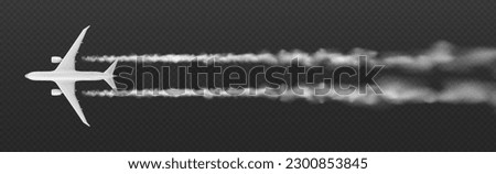 White plane condensation trail with smoke cloud vector isolated on transparent background. Airplane flight speed line vapour effect. 3d aviation tail track path performance. Straight stream top view