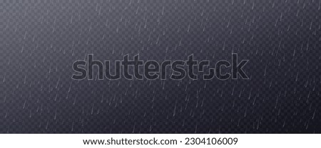 Vector rain effect and drop water texture weather isolated on transparent background. Rainy autumn pattern or white shower drip realistic concept. Dark wet nature precipitation environment wallpaper