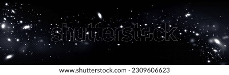 White firefly light glow flowing. Star particle spell overlay on transparent background dark space. Isolated fluorescent starlight bokeh vector effect illustration. Mysterious magic glitter sparkle.