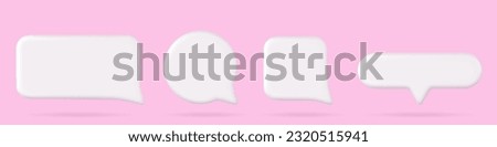 3d chat speech for message box or comment vector icon. Text dialog bubble label template illustration. Circle and square communication social dialogue banner frame or blank web notification symbol