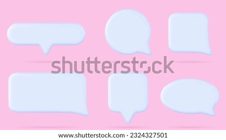 Realistic set of 3D speech boxes isolated on background. Vector illustration of round, square, rectangle, oval shape dialogue boxes with shadows. Blank white message, comment frames for social media