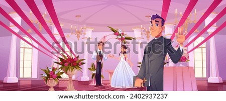 Similar – Image, Stock Photo Pastor at the altar table with the book of baptism