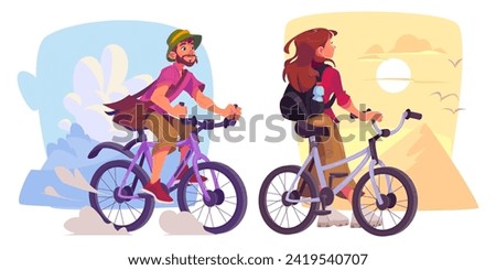 Similar – Image, Stock Photo Man cycling on sandy beach hill