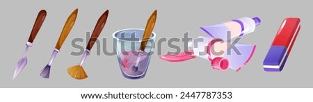 Similar – Image, Stock Photo Glass cups with paints in workshop