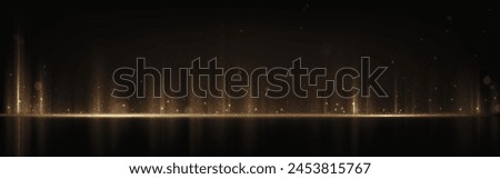 Vertical gold line light and speed flare effect. Golden laser spark on floor vector background. Flash neon shine with yellow projection. Abstract luxury string pattern for nightclub performance