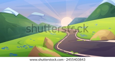 Similar – Image, Stock Photo Fields and Road with Bird Flock in Summer Sky in Tuscany Italy