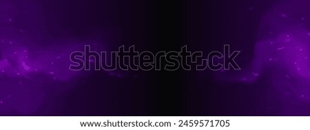 Purple spark smoke and magic fire particle effect background. Dark cloud and abstract fog overlay design for night halloween frame. Violet spell and smoky explosion powder energy illustration